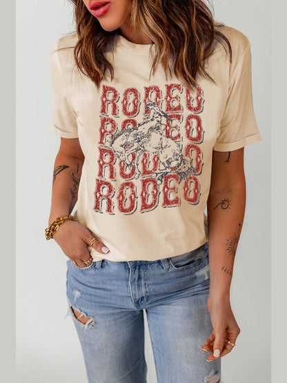 Women Letter Graphic Cuffed Tee Shirt