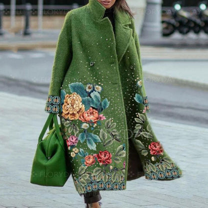 Women's Color Matching Plaid Long-sleeved Coat