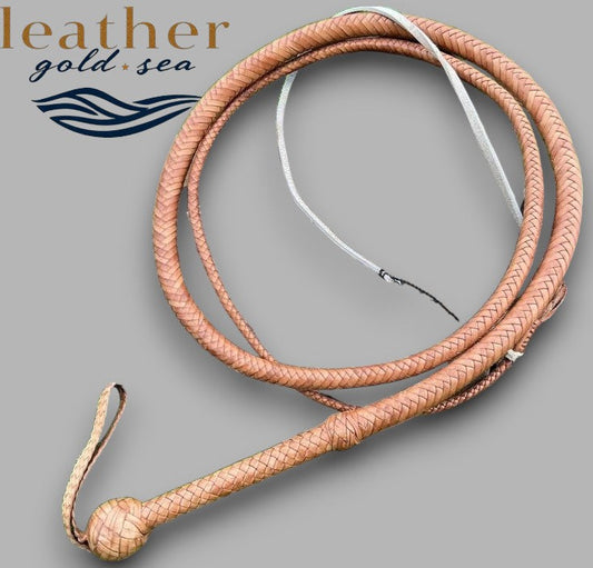 Handmade Leather Bullwhip for Sale – Genuine Light Brown Whip