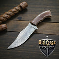 Handmade Damascus Knife for Sale – Rosewood Handle with Leather Sheath