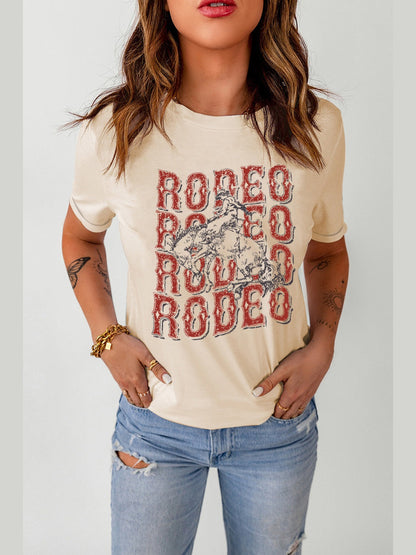 Women Letter Graphic Cuffed Tee Shirt