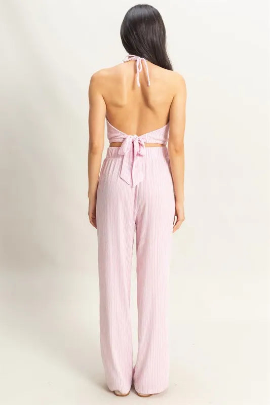 HYFVE Striped Halter Neck Top and Pants Set
