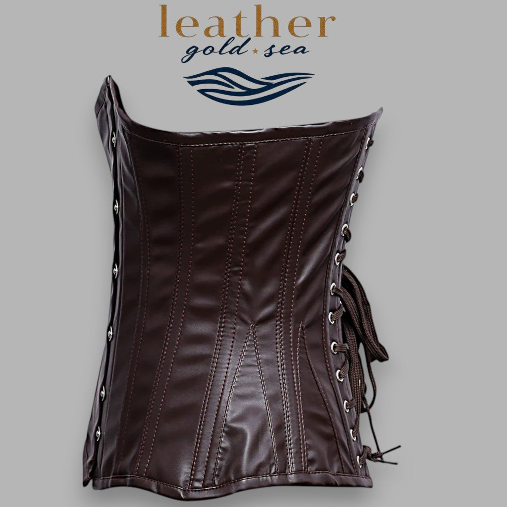 Steel Boned Corset | Under Breast Corset – Brown Leather