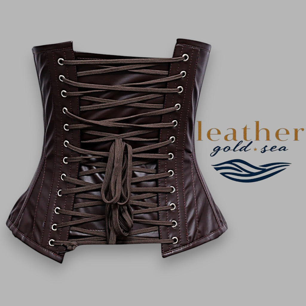 Steel Boned Corset | Under Breast Corset – Brown Leather