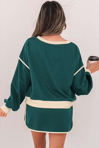 Violeta Loose Pullover and Lace-up Waist Skort Set