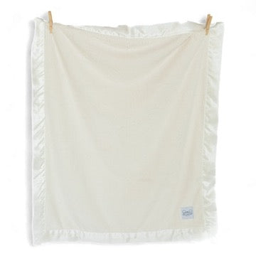 Luxury Baby Blanket with Satin Trim - Ivory