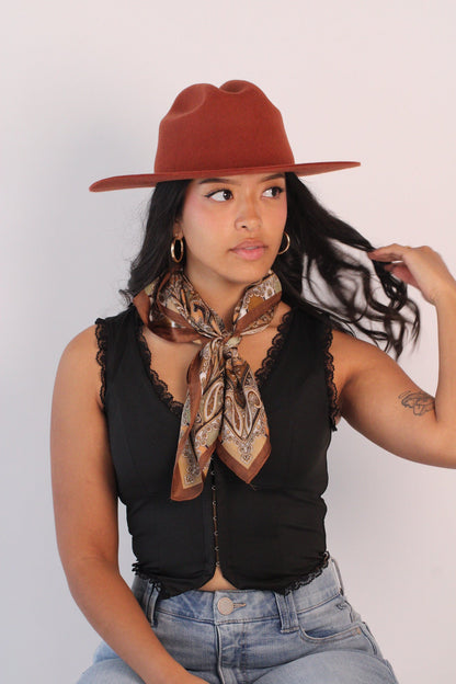 Dakota Cattleman Flat Brim Hat - Brick