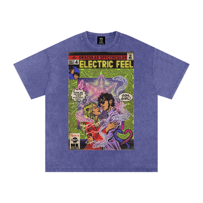 Electric Feel - Snow Washed Oversized Cotton T-Shirt