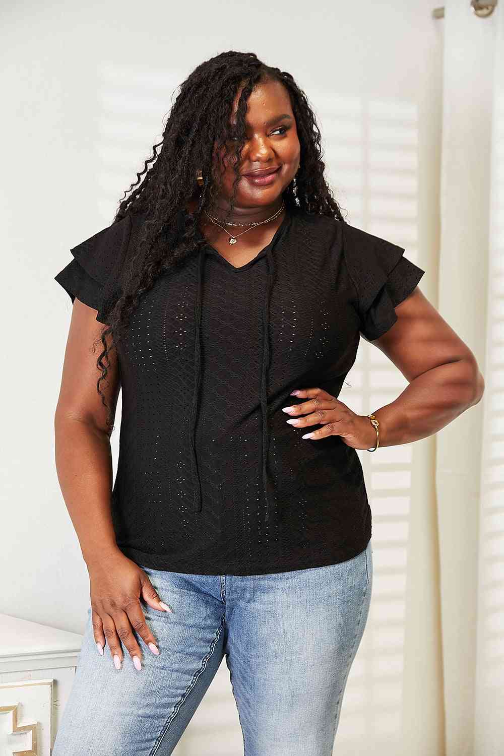 Flutter Sleeve Top- Exquisite Elegance