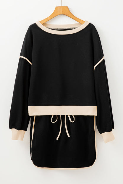 Violeta Loose Pullover and Lace-up Waist Skort Set