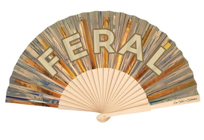 Gold Holographic Feral Hand Fan