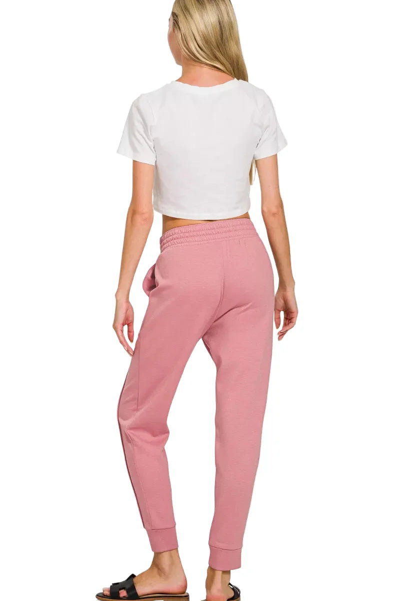 Zenana Scuba Half Zip Pullover and Jogger Set