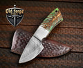 Handmade Damascus Knive Skinning Knife with Pine Cone Handle