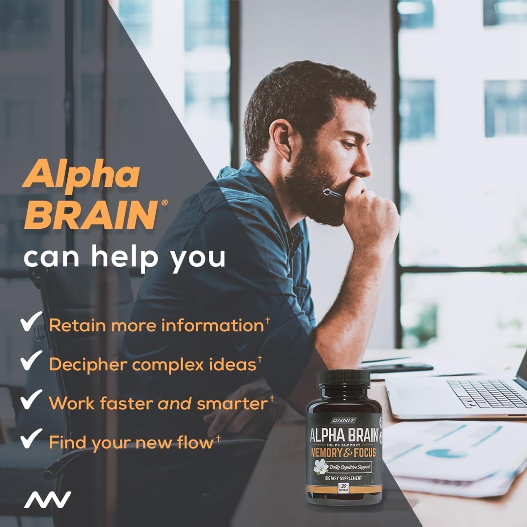 ONNIT Alpha Brain Nootropic Brain Supplement for Men & Women (90 Count)