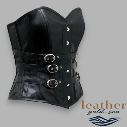 Elegant Handmade Black Leather Corset for Timeless Style
