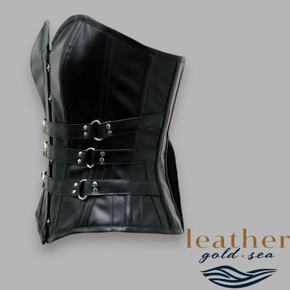 Elegant Handmade Black Leather Corset for Timeless Style
