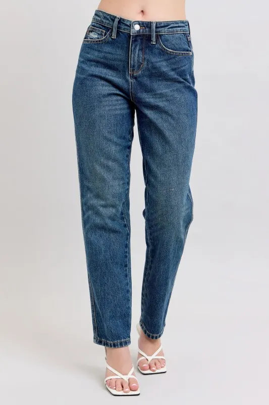 Judy Blue Full Size High Waisted Rigid Magic Non-destroy Straight Leg Jeans Plus Size