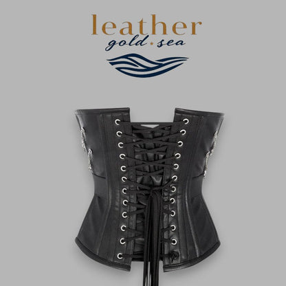 Leather Underbust Corset – Black Steel Boned