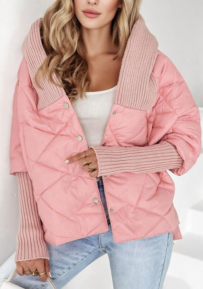 Women's Diamond Lattice Hooded Casual Long Sleeve Coat