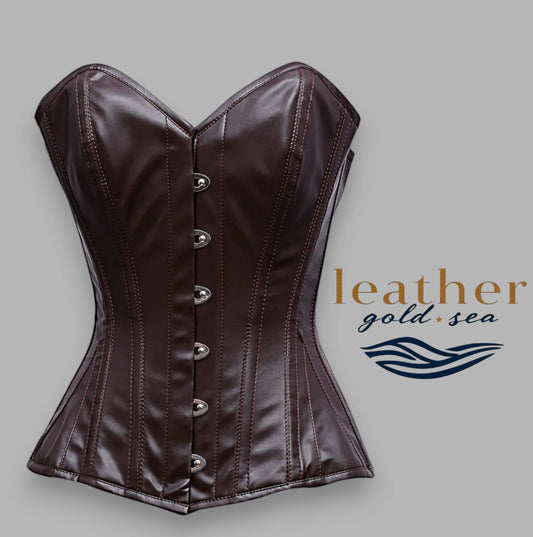 Leather Bustier Corset - Handcrafted Fit in Brown