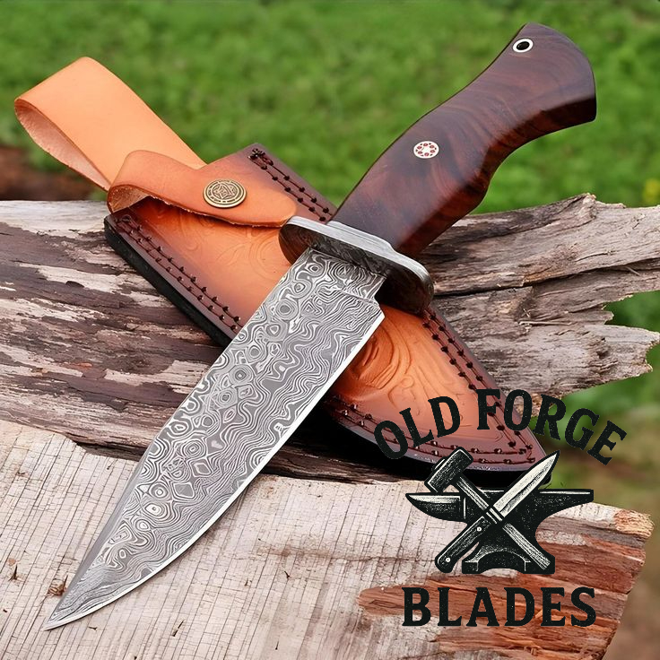 Damascus Knives Handmade – Rosewood Handle Hunting Knife