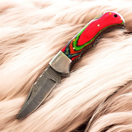 Handmade Folding Knife – 3" Damascus Steel Blade
