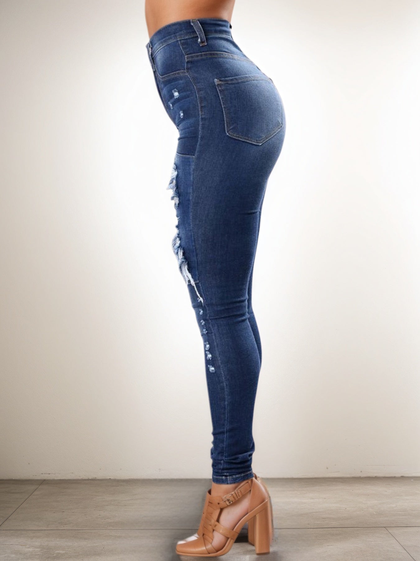 Street Style Sexy Women's Ripped High Waist Jeans - Comfortable and Trendy Ladies Denim Pants