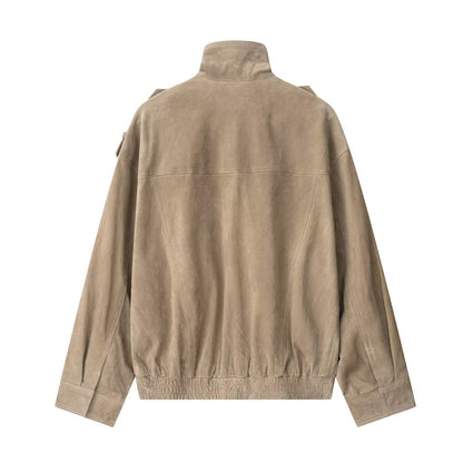 Temperament Women's Suede Texture Leather Coat