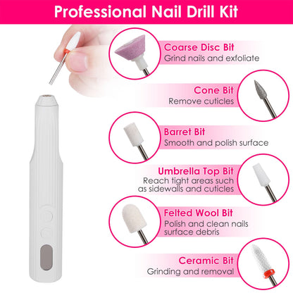 Portable Cordless Electric Nail Drill Kit