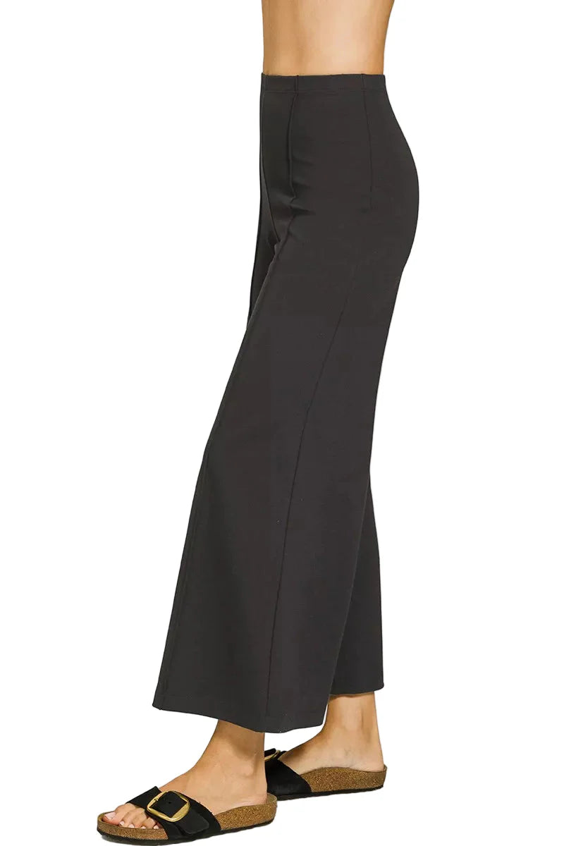 Zenana Heavy Ponte Elastic Waistband Pintuck Pants