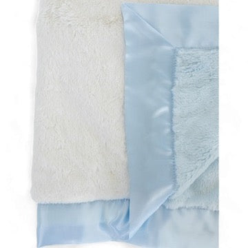 Luxury Duo Baby Blanket with Satin Trim – Luxe | Blue-Ivory