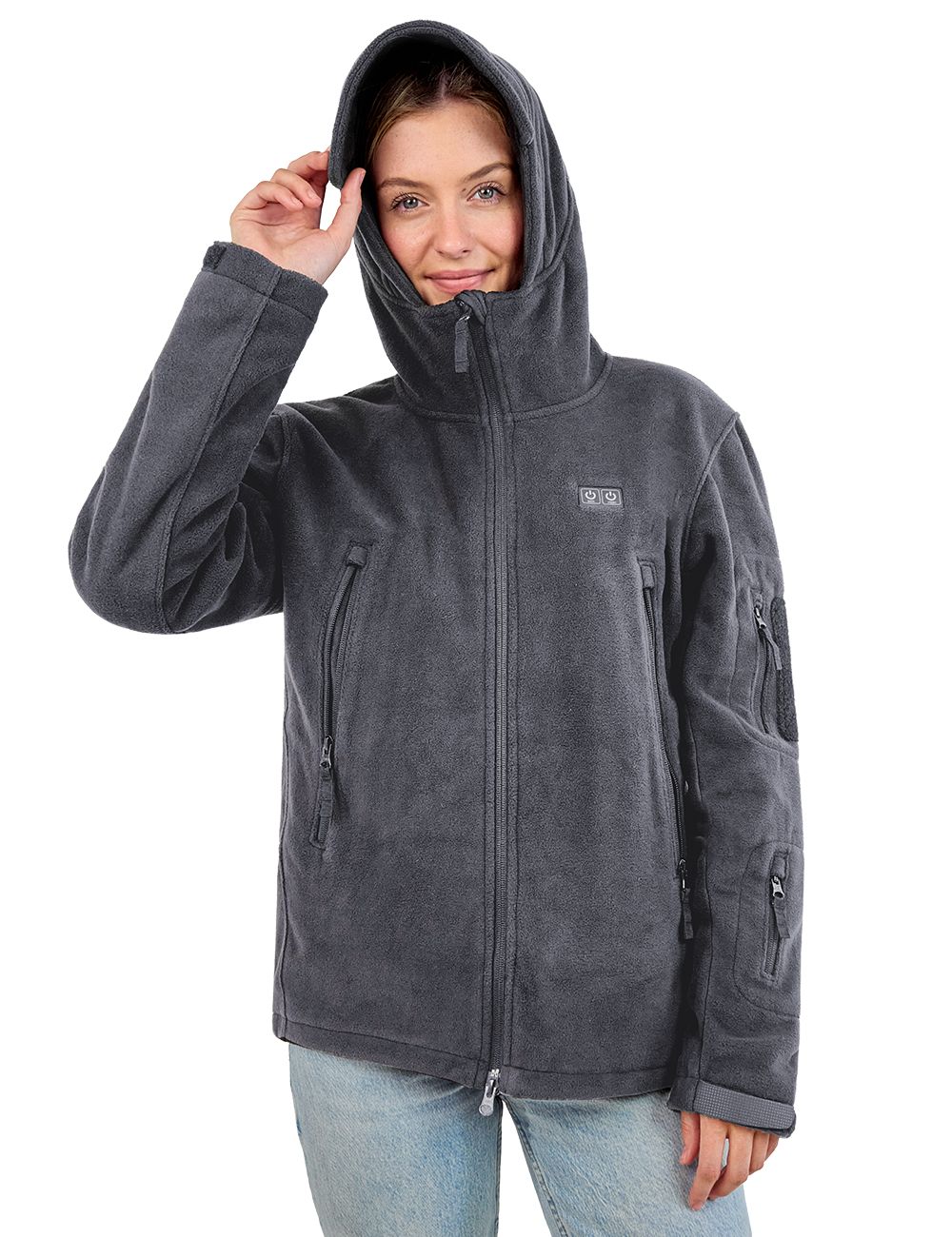 ANTARCTICA GEAR Fleece Heating Jacket, Fit Zip Hood Winter Jacket For Men
