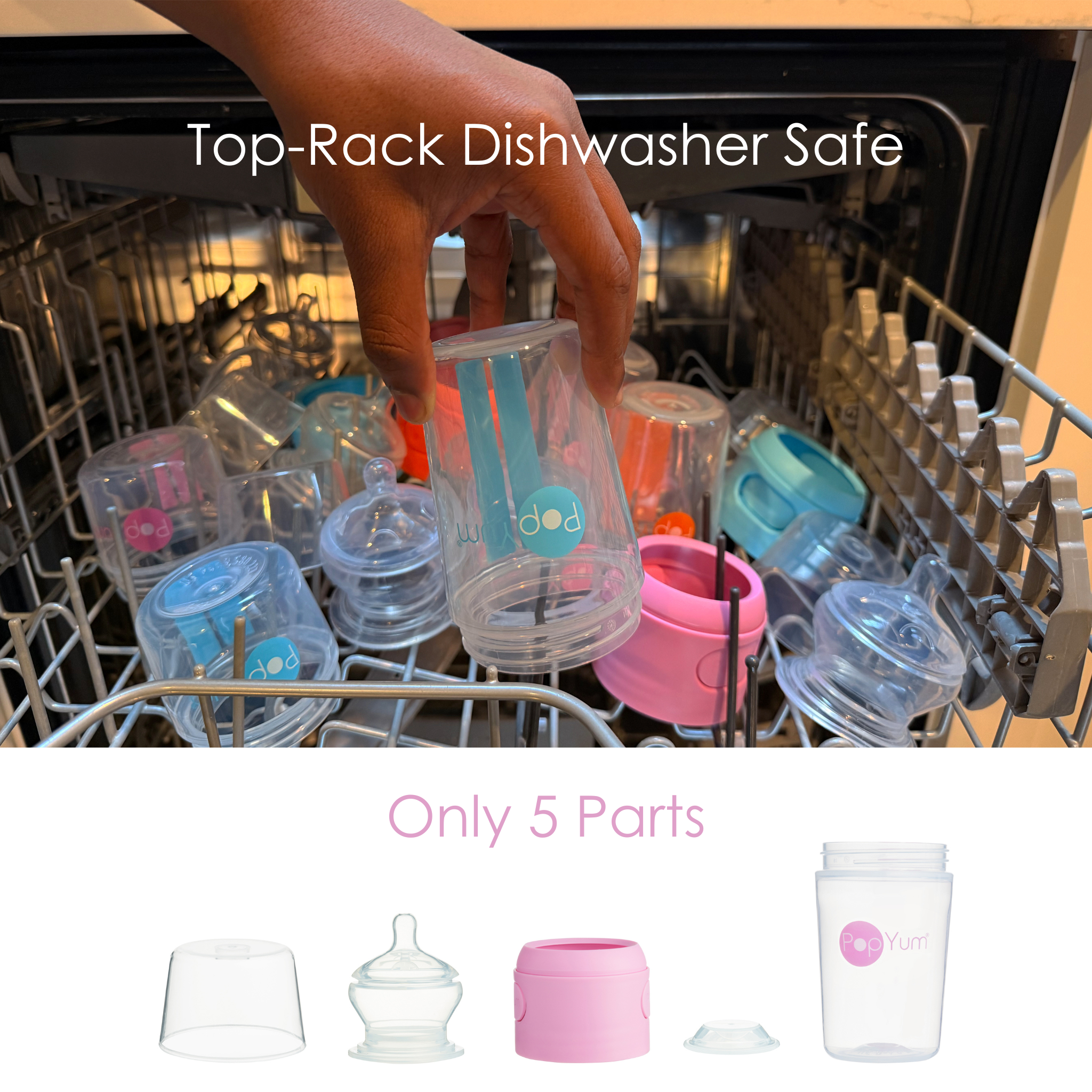 PopYum Blue 7 Piece Bundle: 9oz Bottle 3-Pack + 2 Nipple 2-Packs