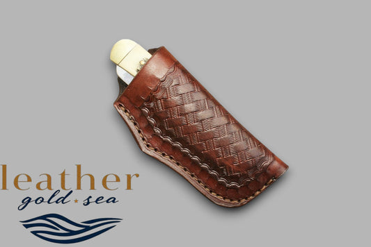 Pocket Knife Belt Sheath – Handmade Brown Leather