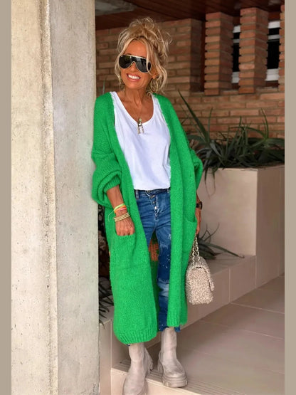 Letter Dropped Shoulder Long Sleeve Cardigan
