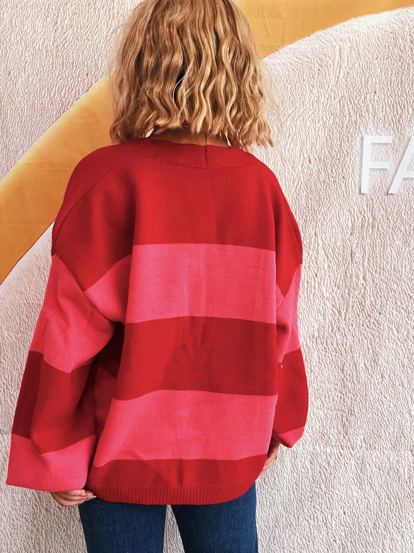 Women Color Block Open Front Cardigan