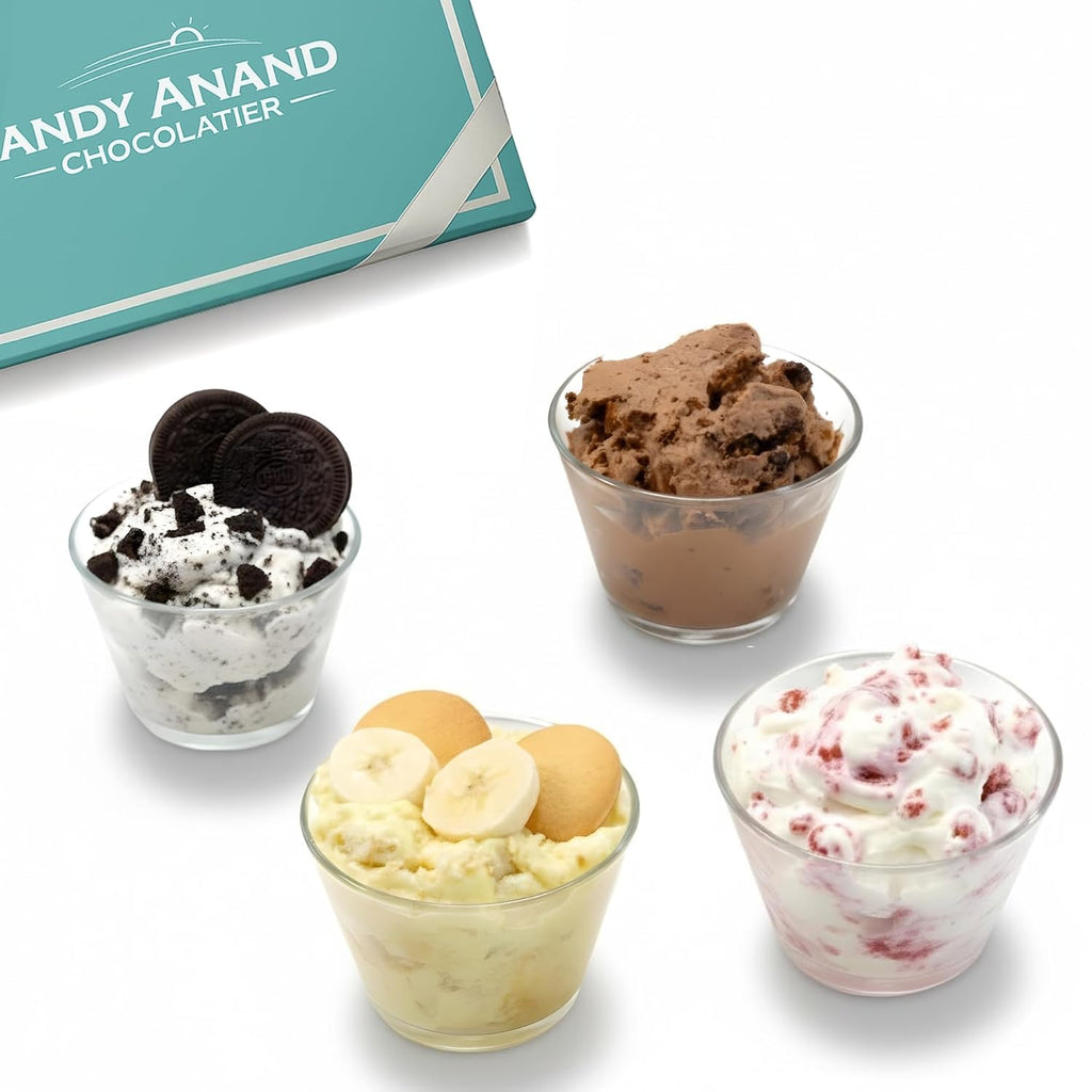Andy Anand Sugar Free Cake Sampler of 4 best-selling: Cookies & Cream, Chocolate, Blueberry & Pineapple 3.7 lbs Indulge in No Added Sugar artisan bliss with real California cream Keto & Diabetic friendly