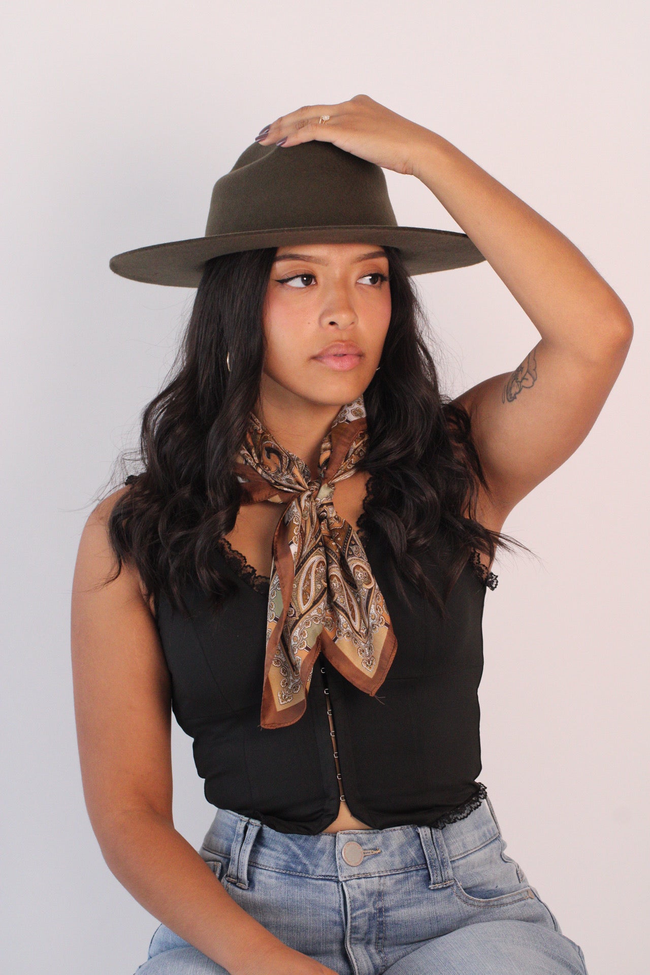 Dakota Cattleman Flat Brim Hat - Olive