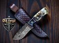 Handmade Damascus Cutlery Hunting Knife with Horn Handle