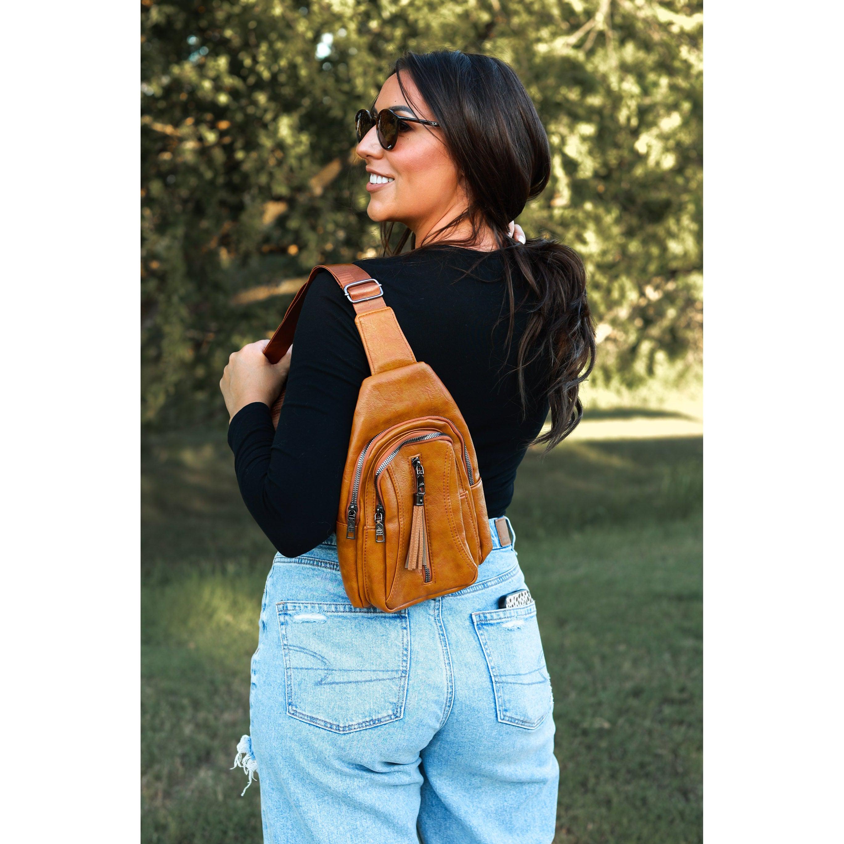 Mindy - Camel  Vintage Tassel Sling Bag