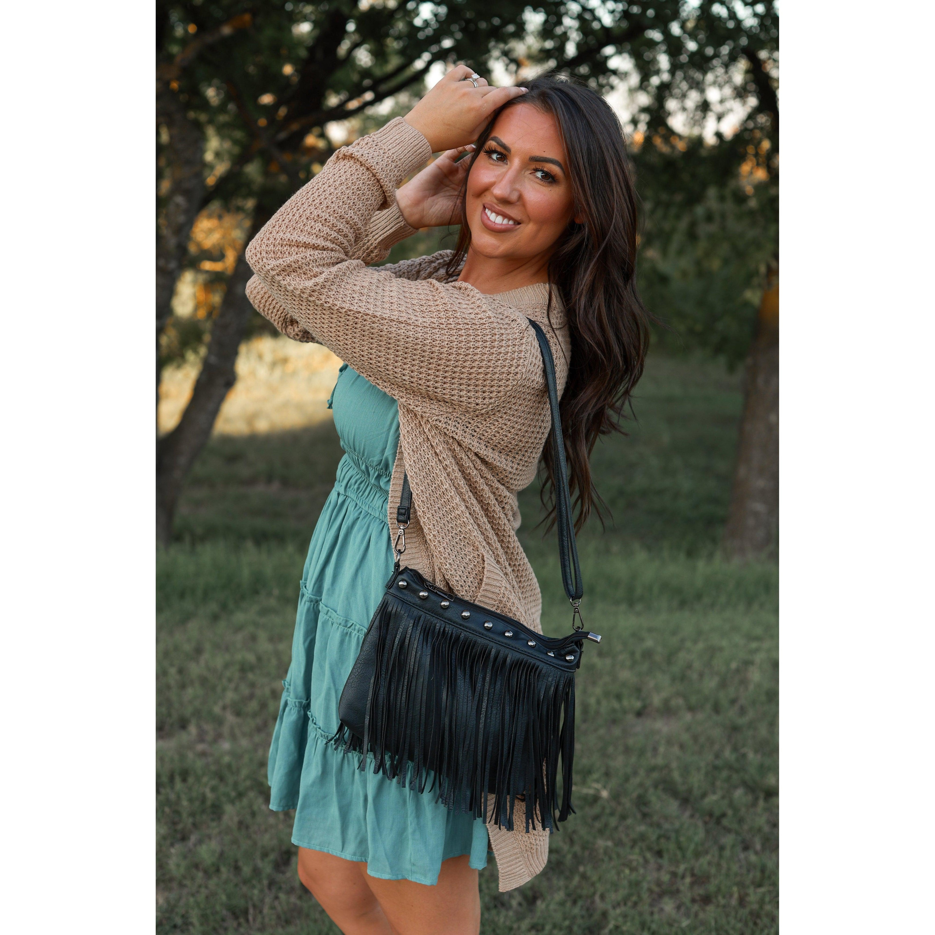 Nora -  Black Fringe Bags