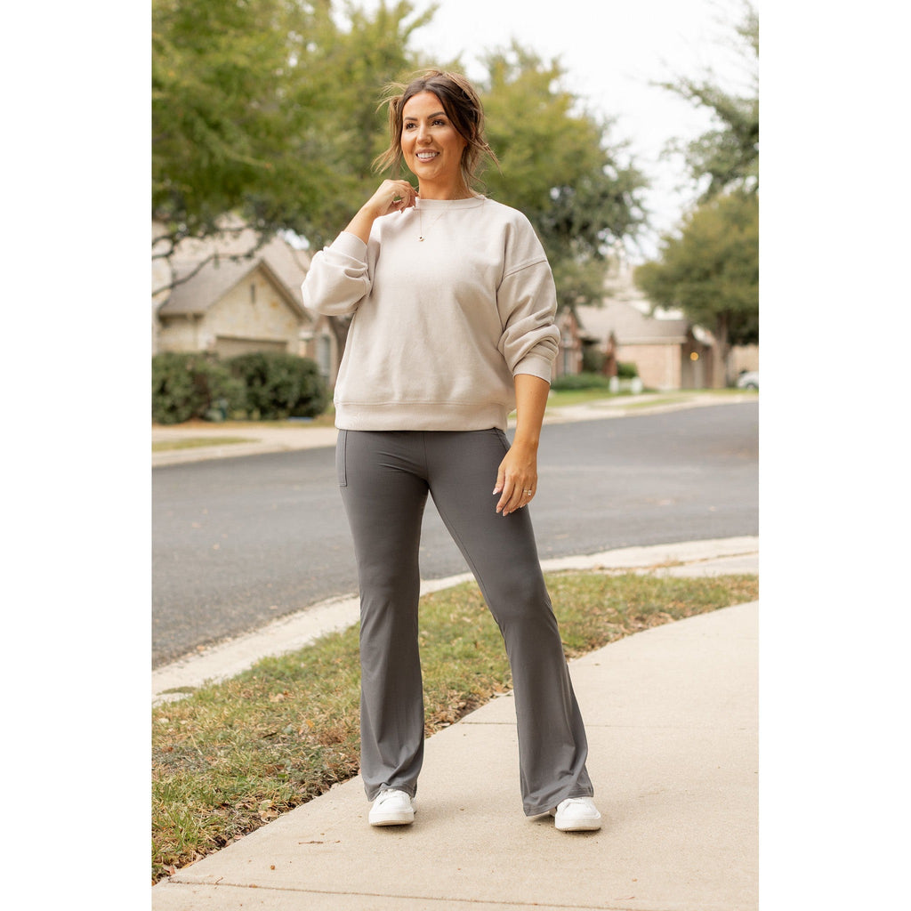 Cassie - 30  CHARCOAL Bootcut Leggings with Pockets
