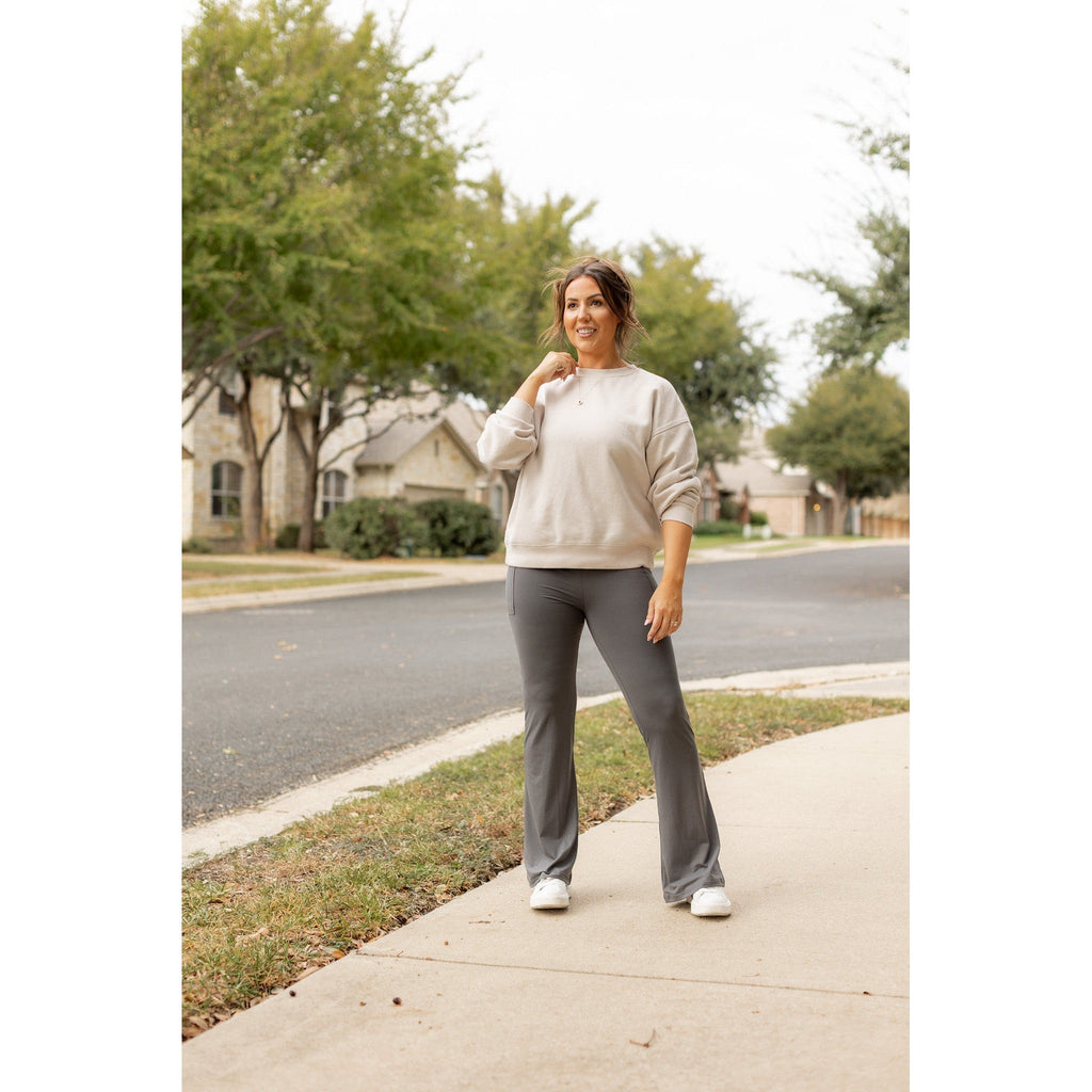 Cassie - 30  CHARCOAL Bootcut Leggings with Pockets