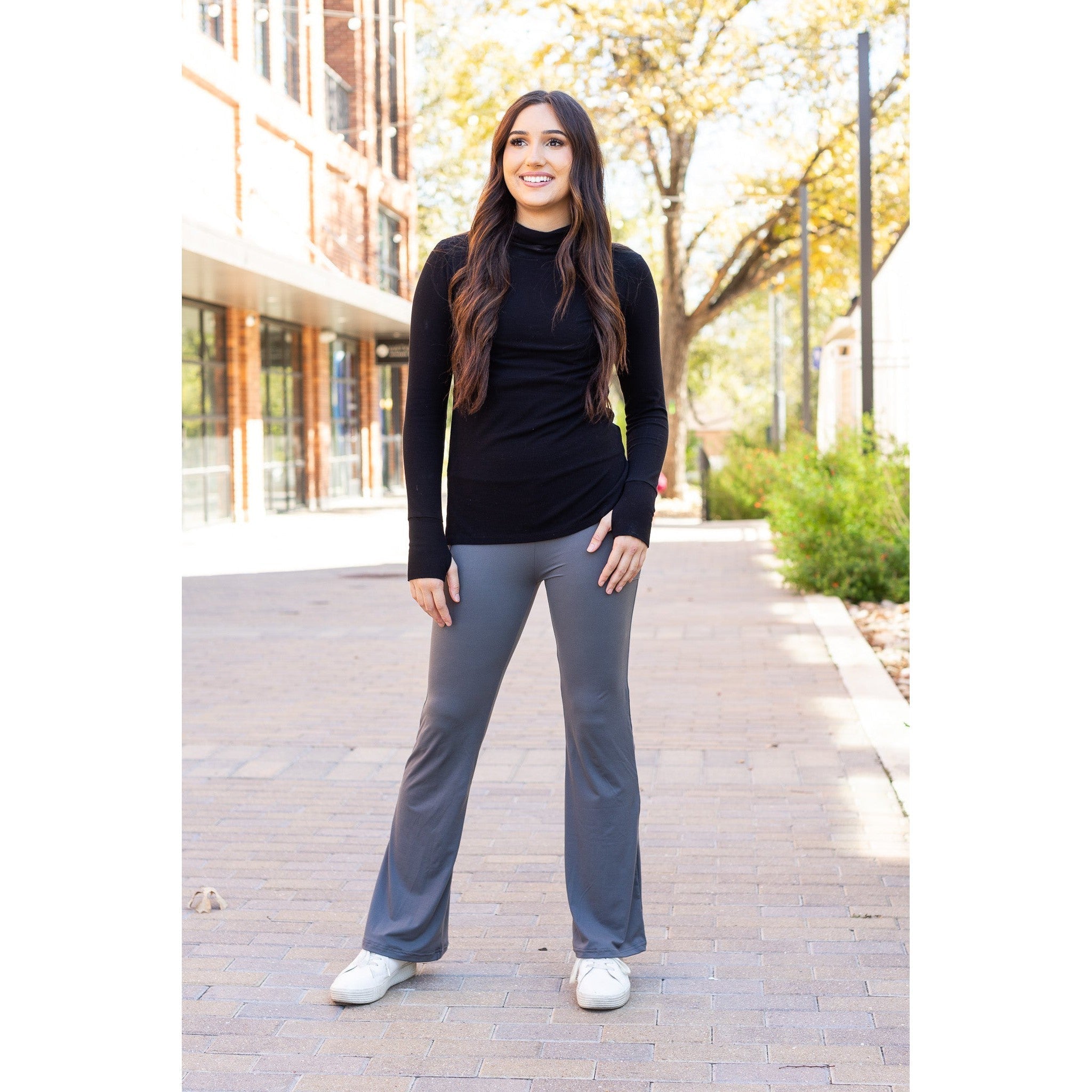 Cassie - 30  CHARCOAL Bootcut Leggings with Pockets