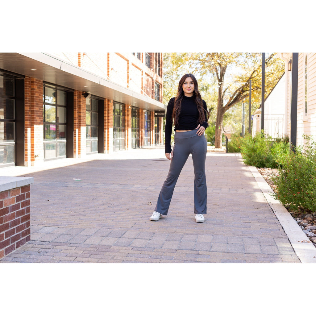 Cassie - 30  CHARCOAL Bootcut Leggings with Pockets