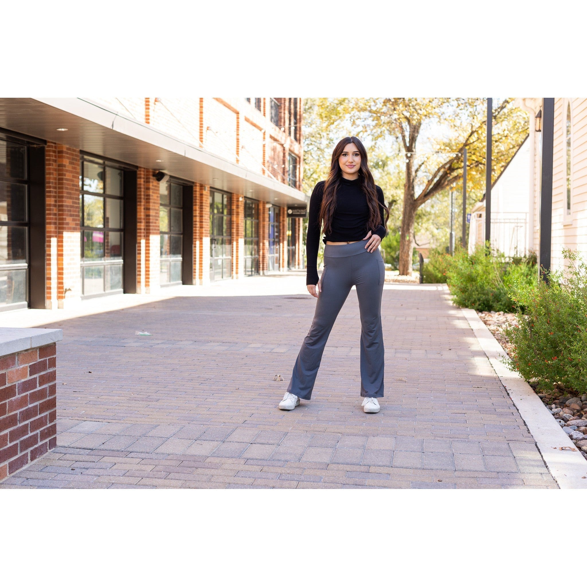 Cassie - 30  CHARCOAL Bootcut Leggings with Pockets
