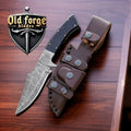 Handmade Damascus Deer Knife Set with Leather Sheath