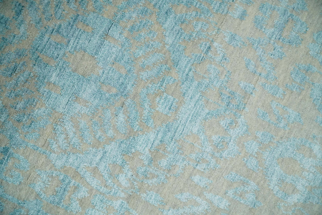2.6x8 Fine Hand Knotted Camel and Blue Traditional Persian Style Antique Wool and Silk Rug