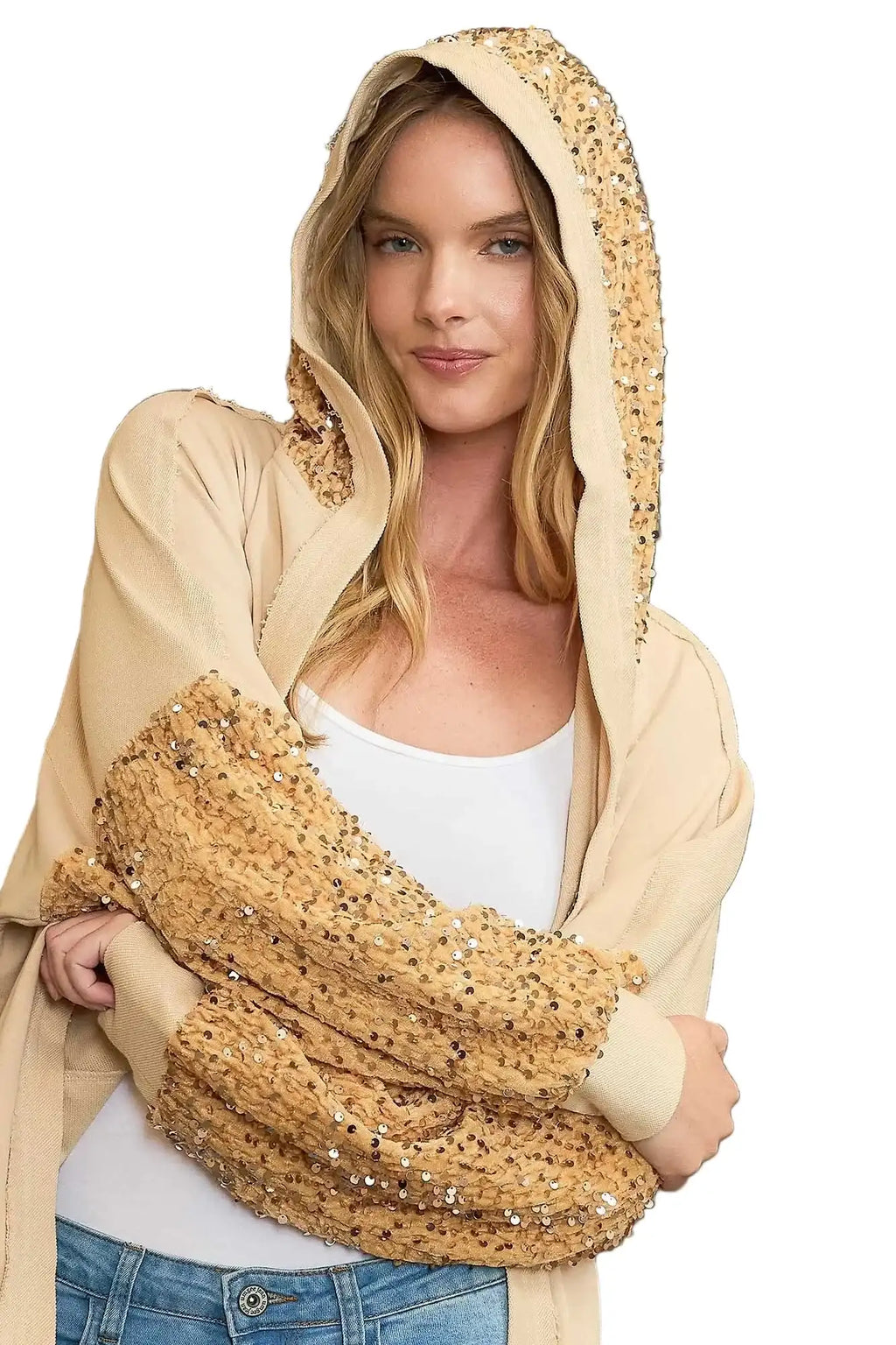 Umgee Sequined French Terry Jacket