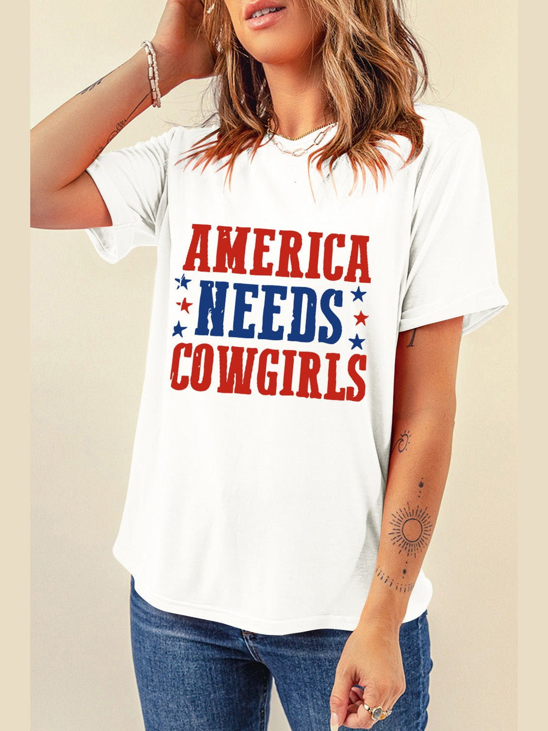 Women Letter Graphic Round Neck Short Sleeve T-Shirt